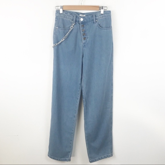 NWT WeWoreWhat Crossover Straight Leg Chain Jean Size 26 - Picture 4 of 13